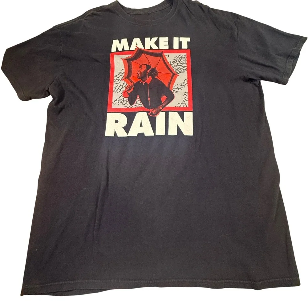 Jordan T-Shirt Mens XXL Black Make It Rain Cotton Graphic Michael Jordan Tee